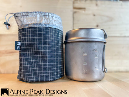 Stuff Sack for Snow Peak Trek 900 Titanium Pot. (Pot is not included).